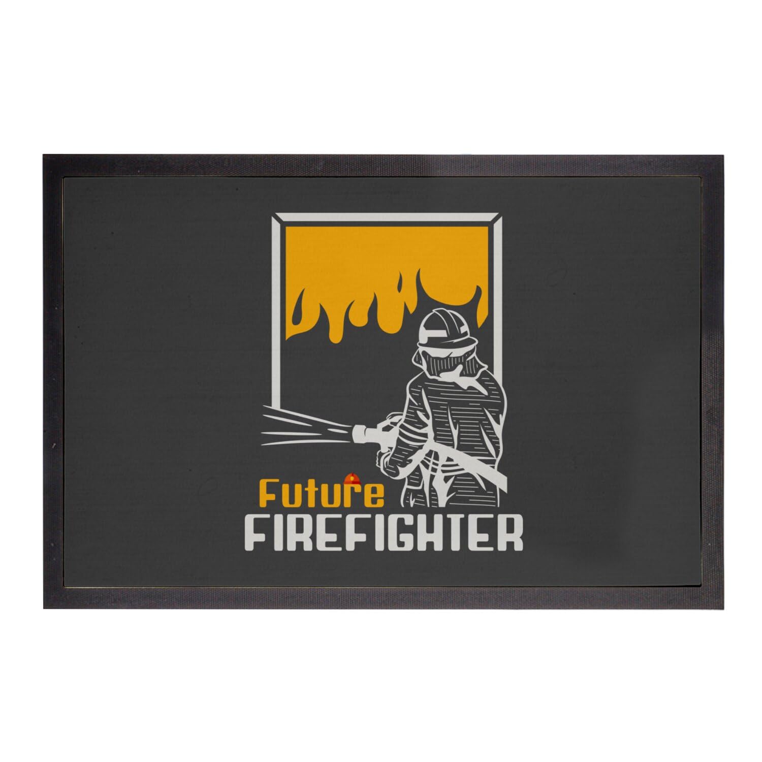 Paillasson Noir Future Firefighter Idée Cadeau Originale Pompier 75x50
