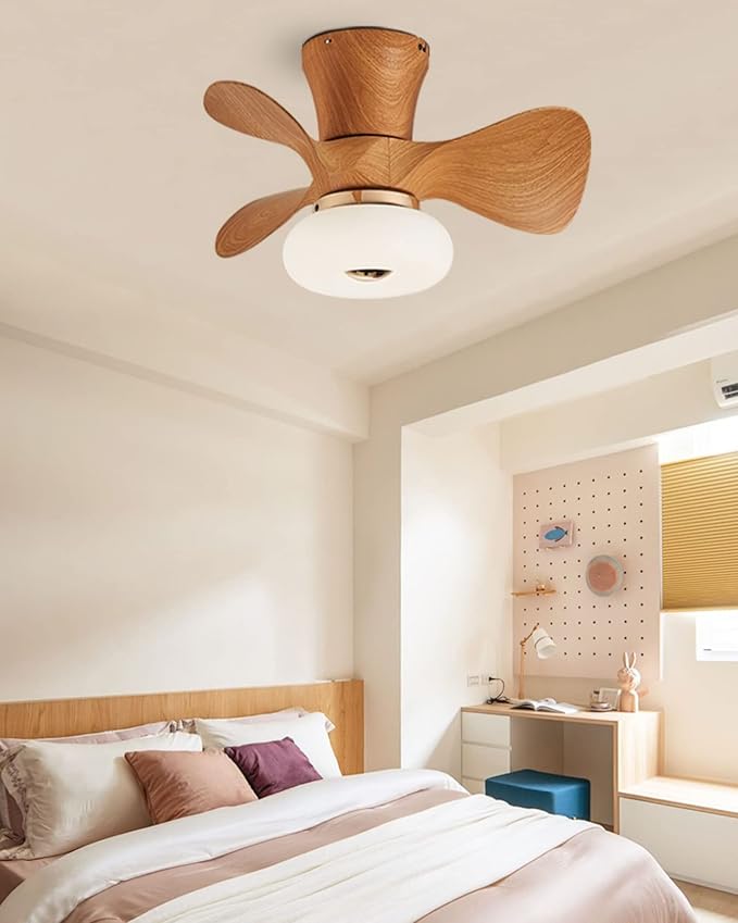 ycwdcz Kinderen Slaapkamer Plafondventilator Met Lamp Omkeerbaar Met Afstandsbediening 6 Snelheden Dimbaar LED Plafondventilator Met Licht 64W Met Timer Rustig Plafondventilator Met Verlichting-Wood grain