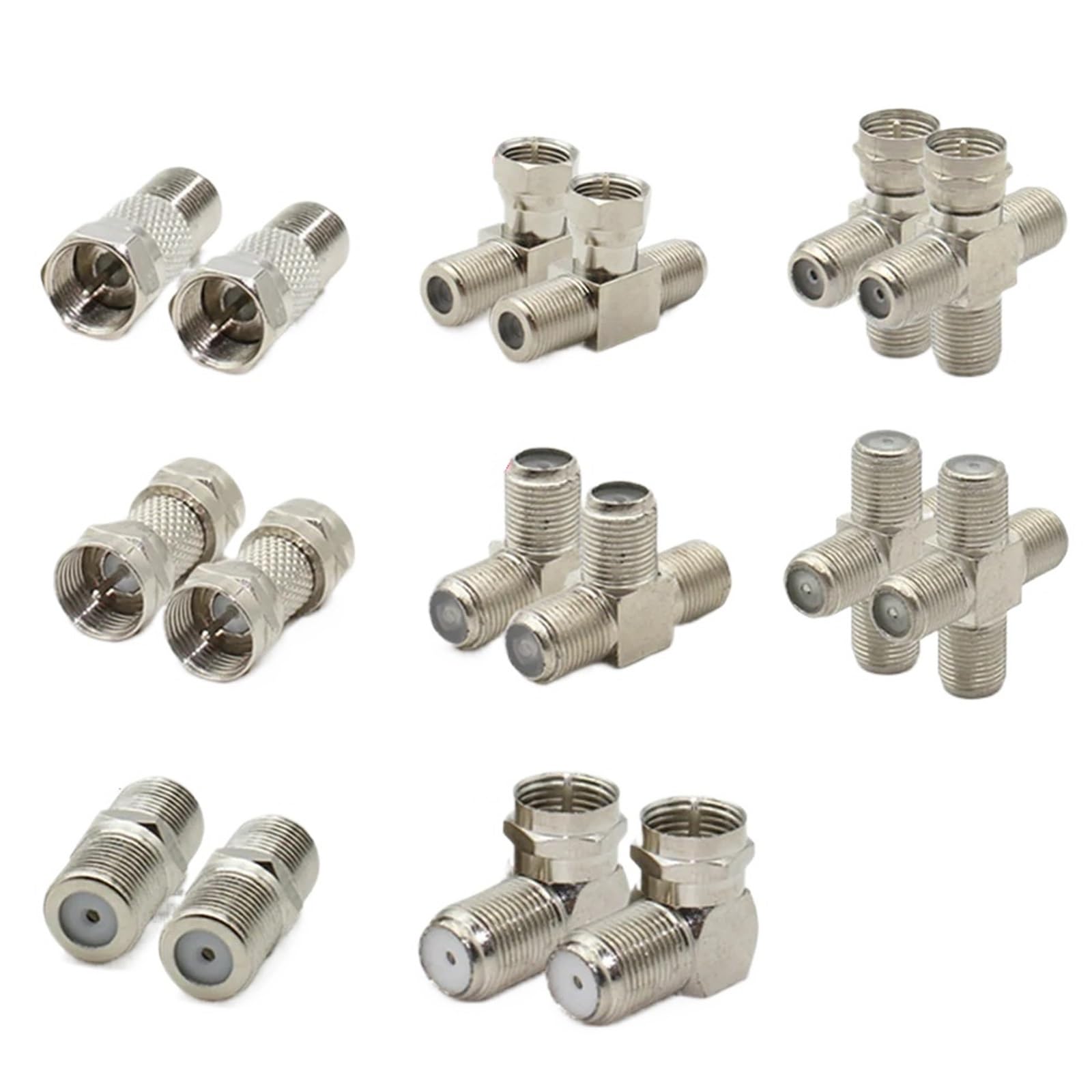 Adattatore F maschio femmina connettore coassiale ad angolo retto antenna cavo splitter tipo T a 3 vie (tipo 7)
