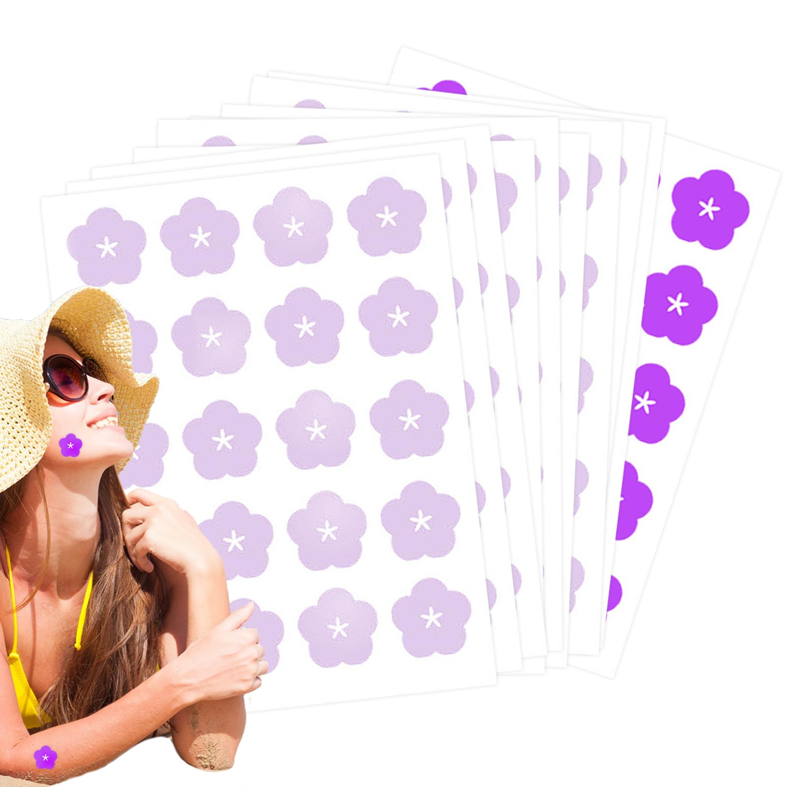 UV Detection Stickers UV Stickers for Sunscreen 200X Outdoor UV Detection Sunscreen Patches Multifunctional Skin Sun Protection Reapply