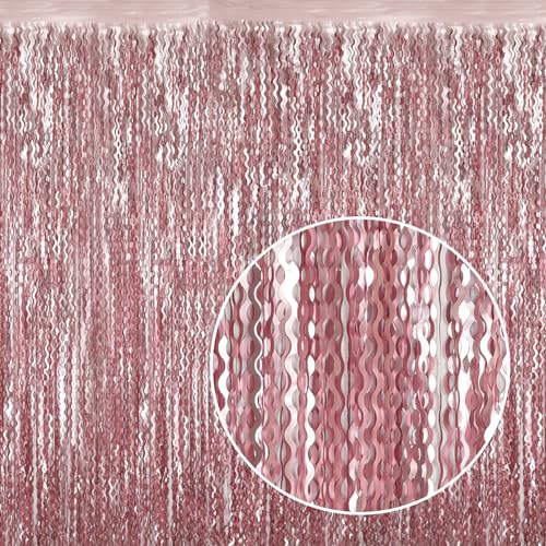 4 cortinas metálicas rosas 3.3x6.6ft pack miniatura 2