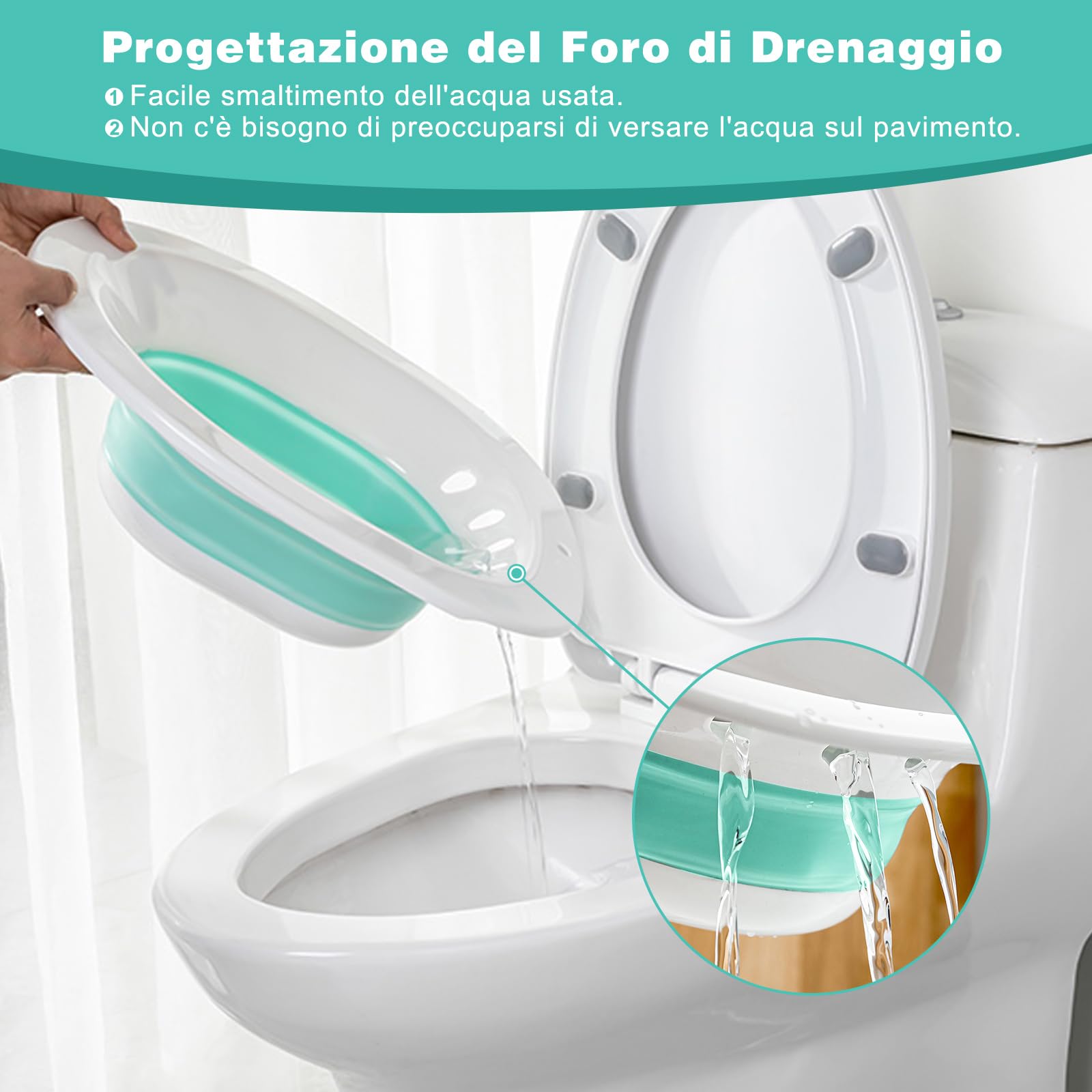 DEANIC Bidet Portatile per WC per Chi Soffre di Emorroidi, Vasca da Bagno Pieghevole per WC, Sedile per Vasca da Bagno Donne Incinte, Anziani (Verde)