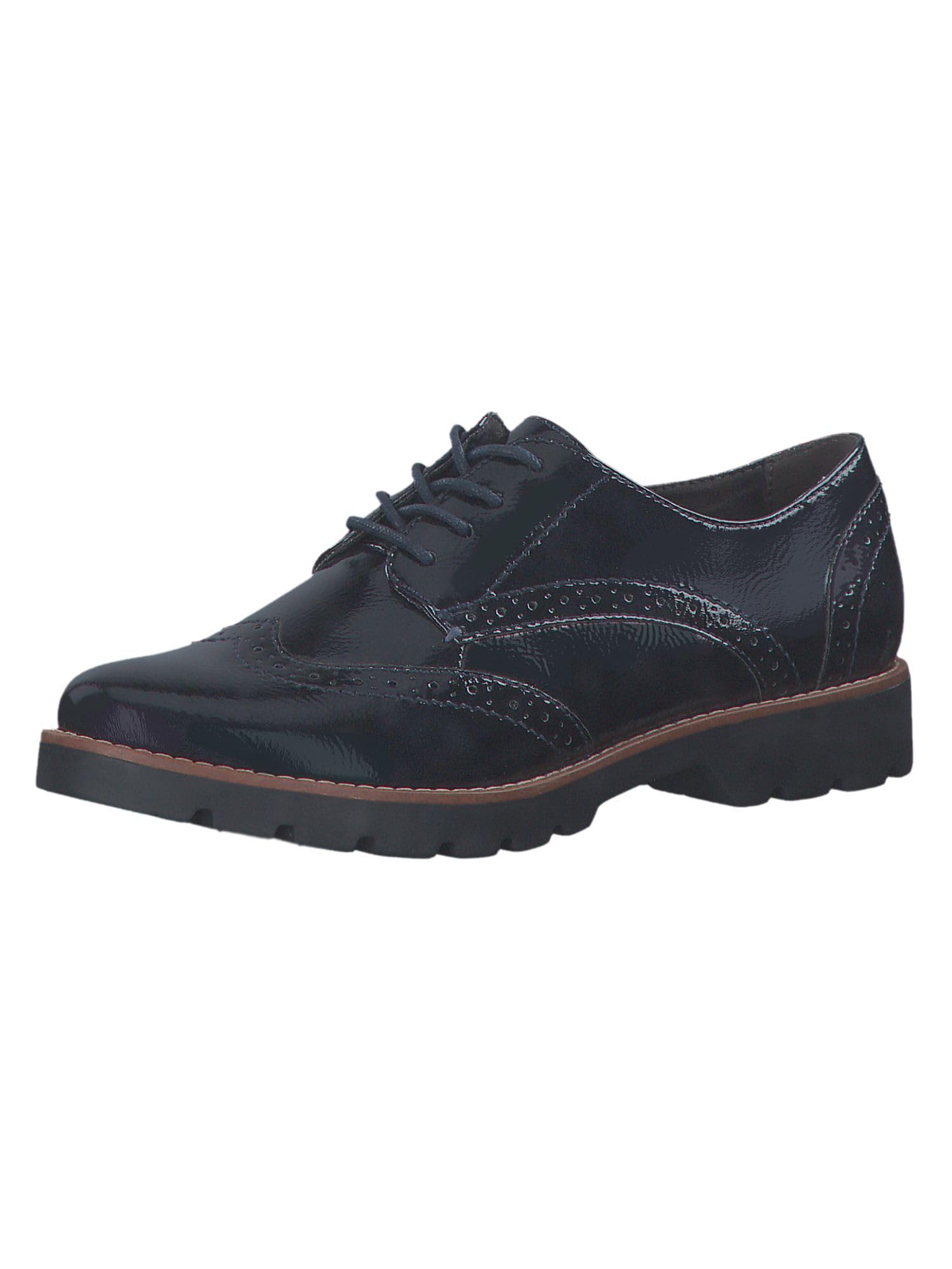 Jana Women’s Oxford Lace-Up Shoes Patent Wide H Extra Width, Navy Patent, 3,5 UK