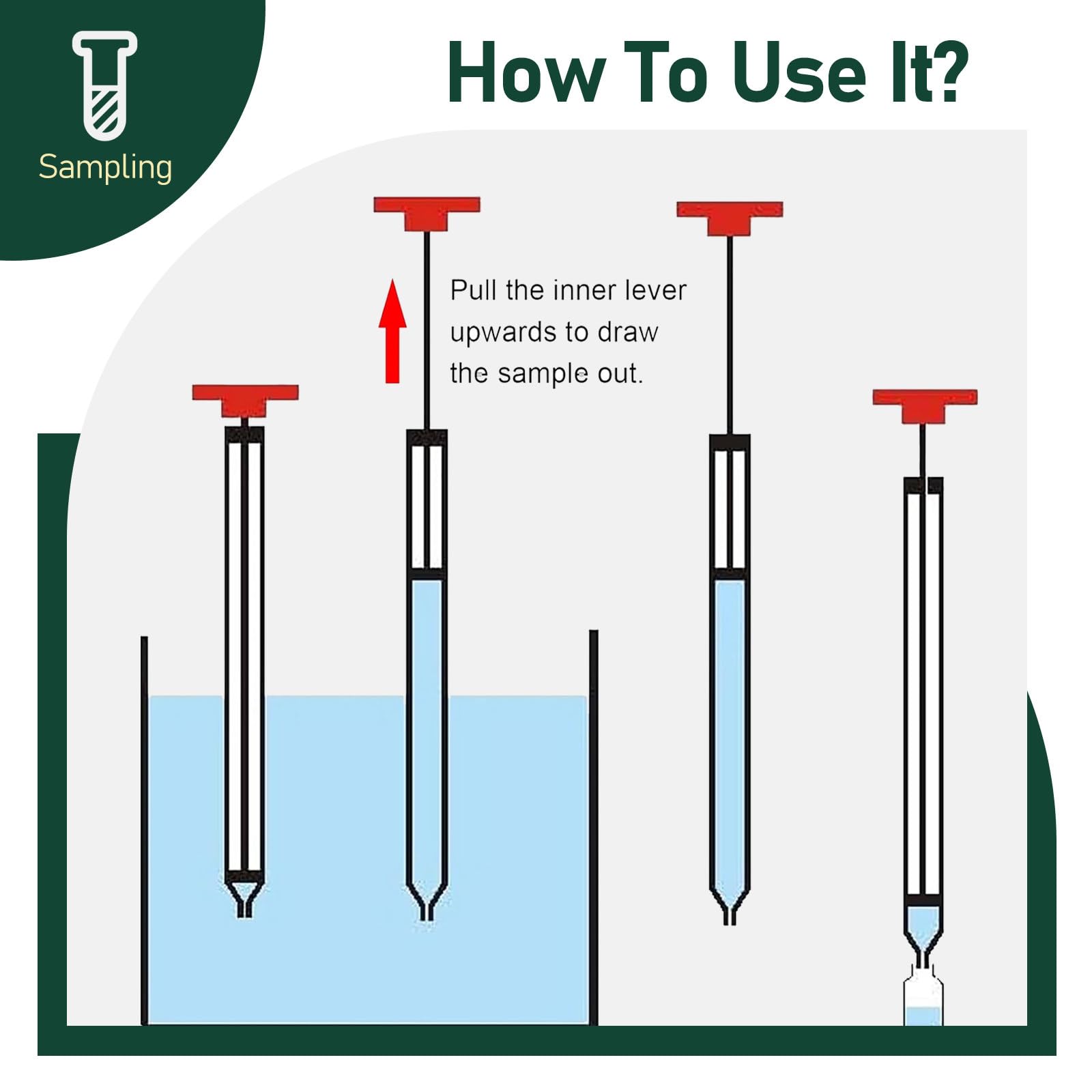 Tubo campionatore liquido, in acciaio inox, estraibile, strumento da laboratorio per l'essiccazione, ecologico, attrezzatura essenziale da laboratorio, lunghezza 0,5 m