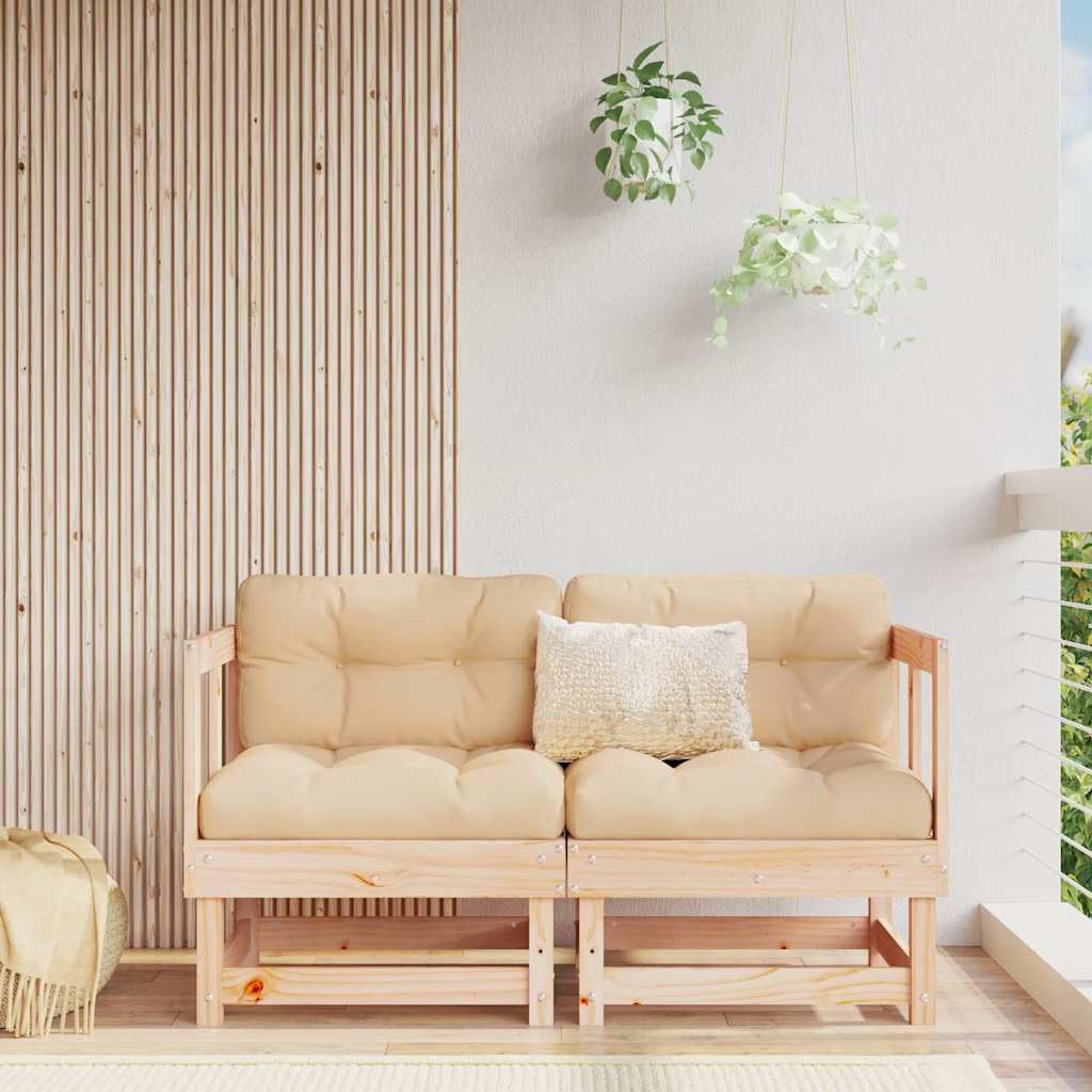 Sofá esquinero de jardín 2 piezas de madera maciza de pino con diseño de listones robustos para terraza y balcón, cómodo respaldo, estructura modular para combinación de salón flexible,