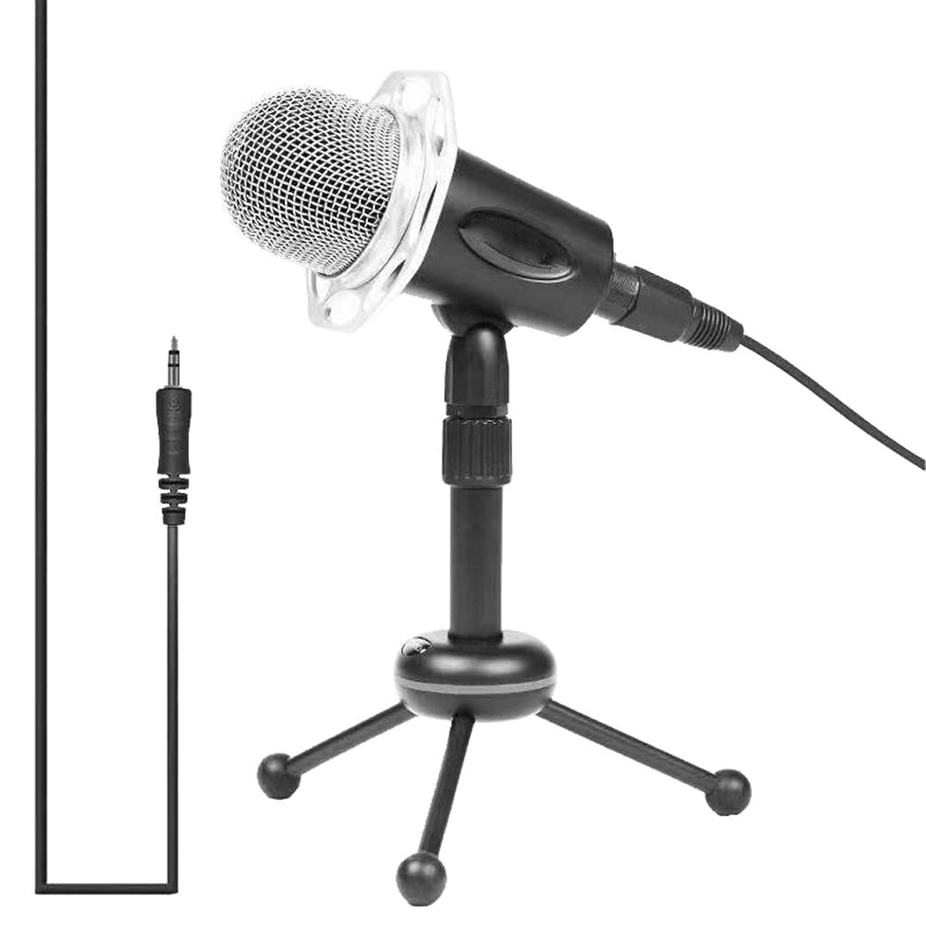Przewodowy mikrofon pojemnościowy do nagrywania dźwięku, metalowy zestaw mikrofonów 3,5 mm ze stojakiem na biurko, przenośny mikrofon komputerowy do studia karaoke, transmisje strumieni