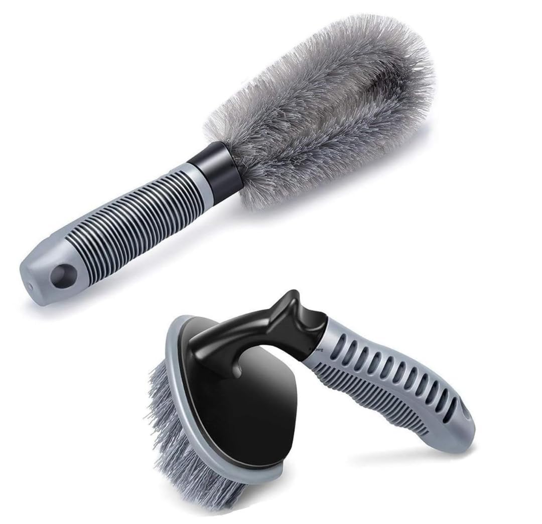 Car & Motorcycle Wheel Tire Brush + Hub Cleaning Brush Tool Kit (Set of 2) | Multi-Purpose Rim, Tyre & Alloy Cleaner Brushes | Heavy Duty Car & Bike Cleaning Accessories-image-30