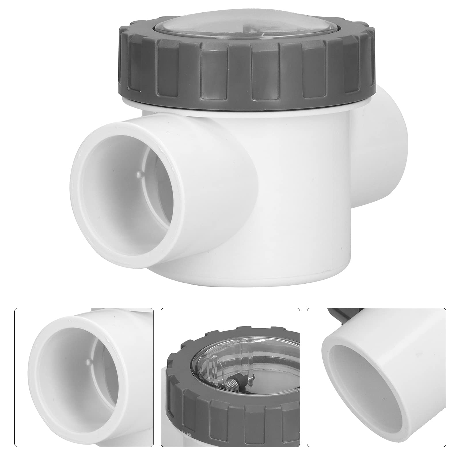 Valvola di ritegno Piscina, Valvola Controllo Flusso Trasparente PVC con Maniglia Regolabile V40-1A, Materiale ABS per Pompa Piscina e impianti Idraulici