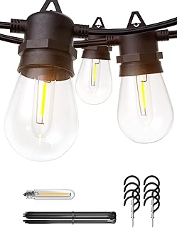 Amico 50FT LED Outdoor String Lights with Dimmable Edison Vintage Shatterproof Bulbs and Commercial Grade Weatherproof Str...