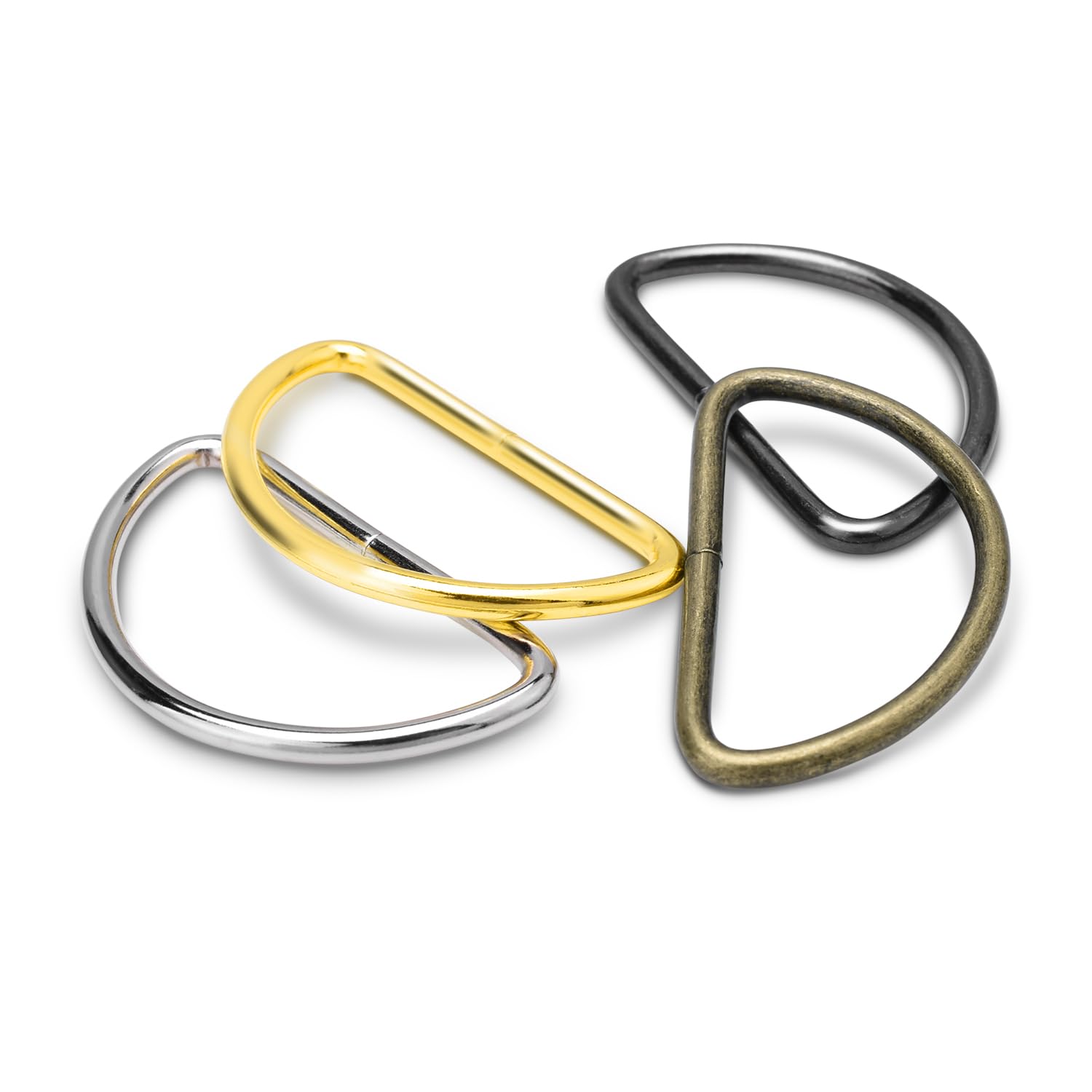 CooBigo 40 Pack 1 1/2 inch Metal D Ring 1.5 inch D Hooks Ajustable D-Rings Webbing Strap Belt Buckles for Bag, Backpack, Handles, Purses, Hangers