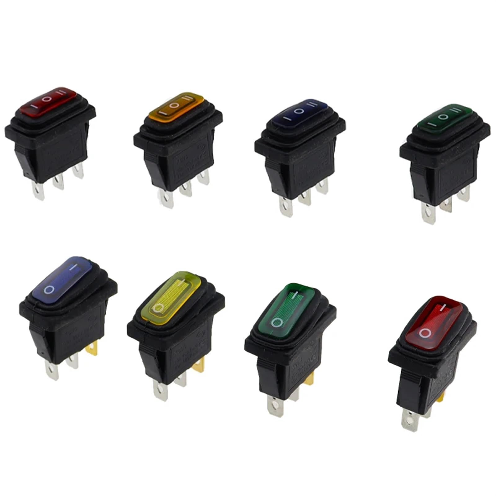 Interruttore a bilanciere impermeabile KCD3 ON-OFF/ON-OFF-ON 3 pin, 2/3 posizioni, apparecchiatura elettrica con alimentazione di illuminazione, 15 A 250 V CA/20 A 125 V CA(Black NO LED,12V)