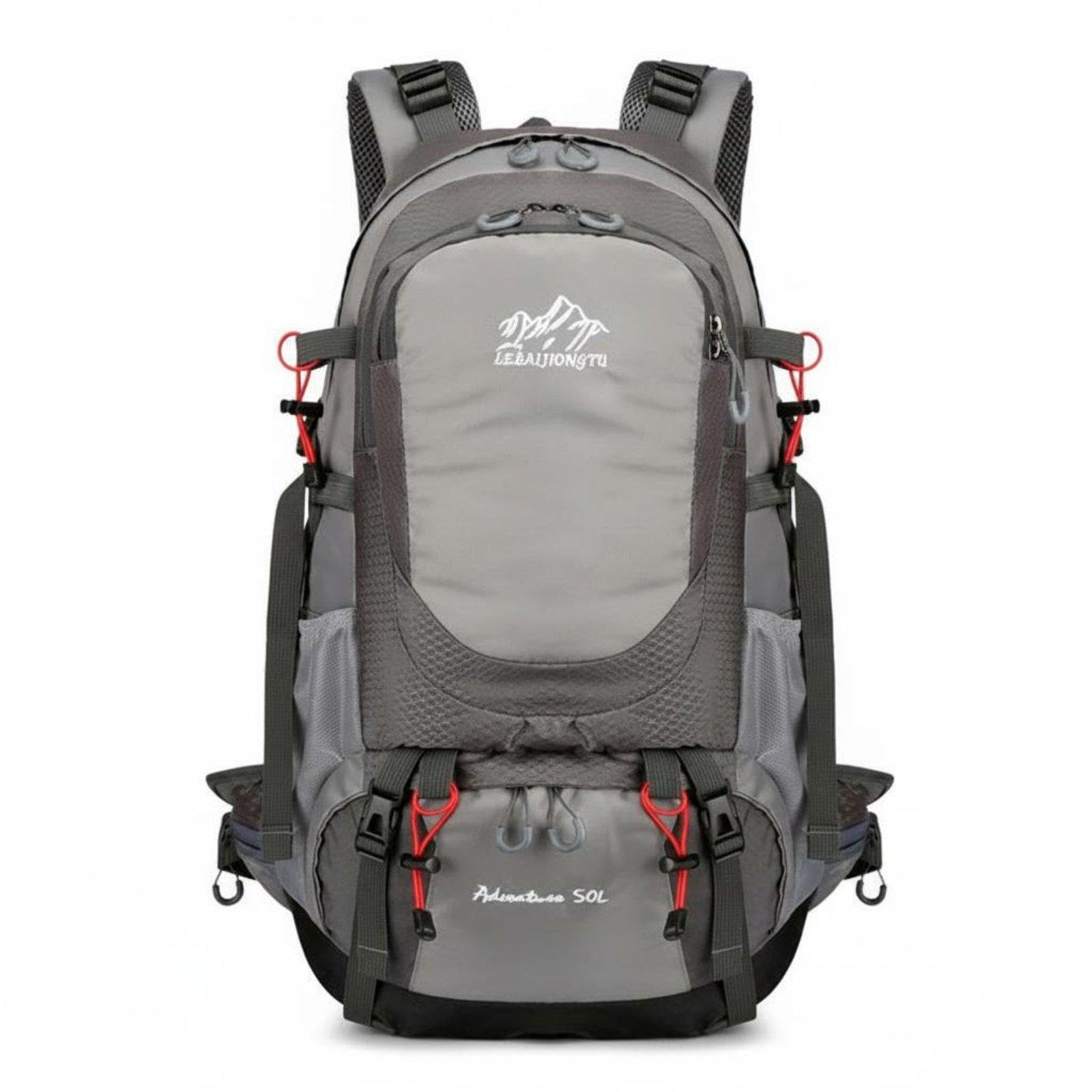 50L Hiking Backpack Large Capacity Backpack Water Resistant Travel Rucksack for Men Dark Grey-image-2