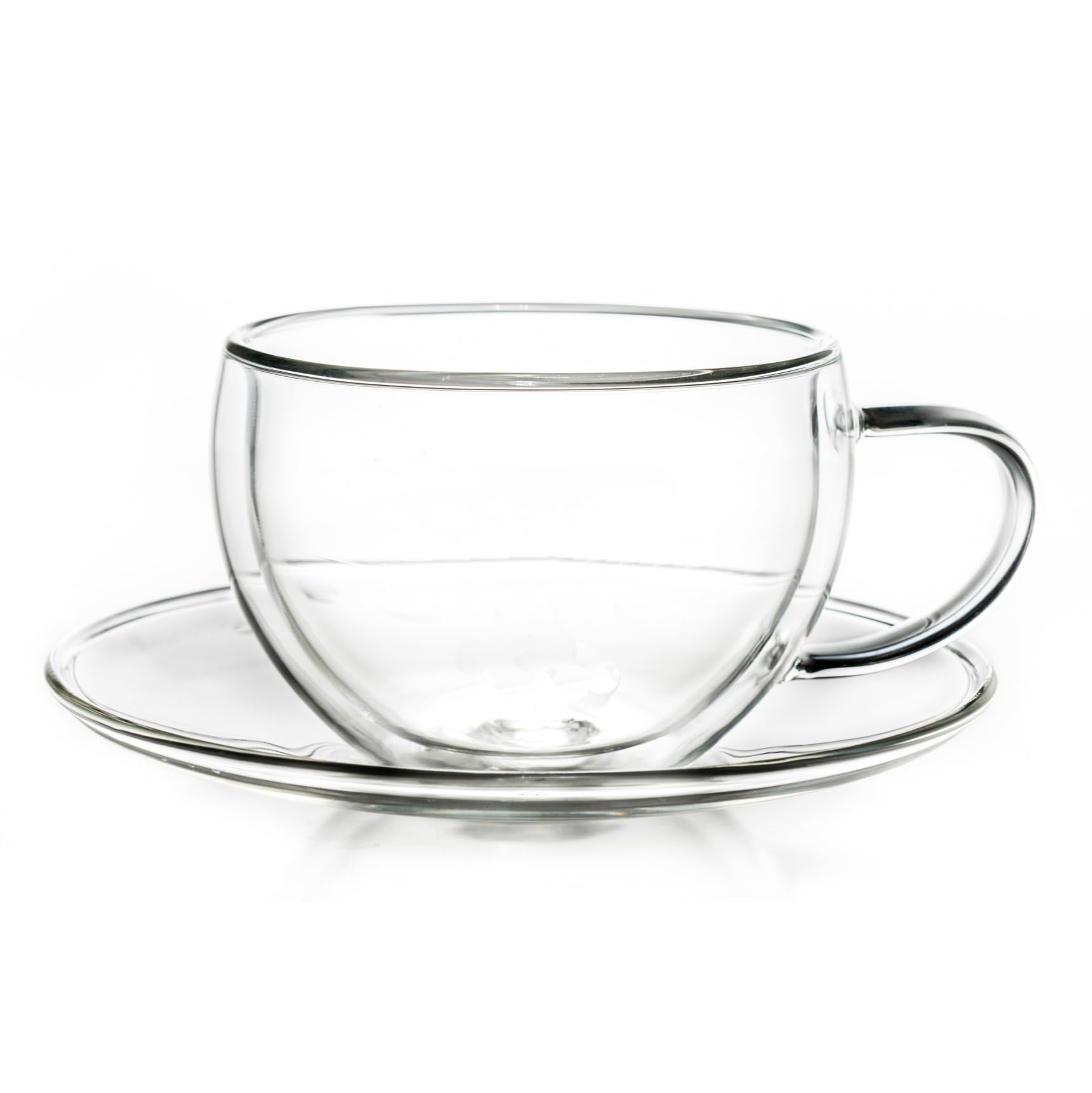 Creano Kubek termiczny z podwójnymi ściankami do herbaty/latte macchiato kubek do cappuccino z podstawką 250 ml, zestaw 4 sztuk