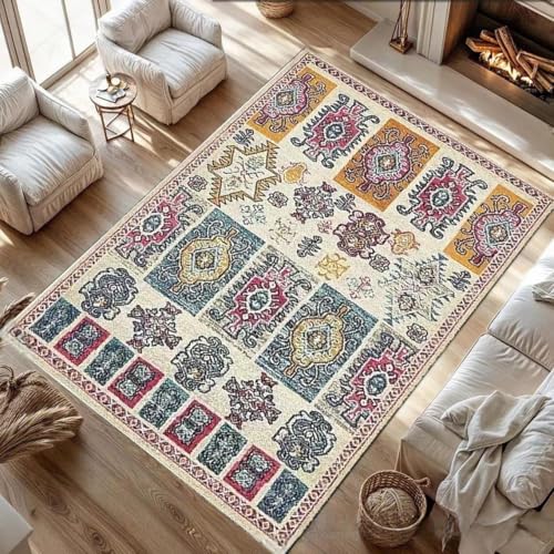 Tapis vintage géométrique floral vert style patchwork haut de gamme - 2