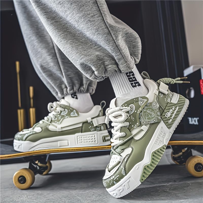 Men's Colour Block Skateboard Shoes - Comfy Non-Slip Lace-Up Casual Sneakers with Arch Support, Perfect for Outdoor Activities, Spring & Summer Fashion3
