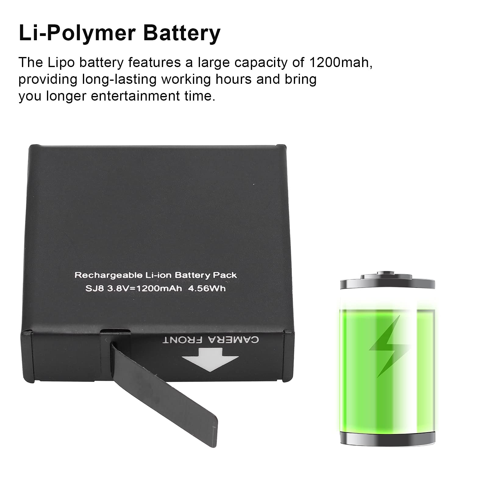 SJCAM SJ8 Series LiPolymer Lipo Battery 1200 mAh per Pro Plus Air Action Camera Accessori