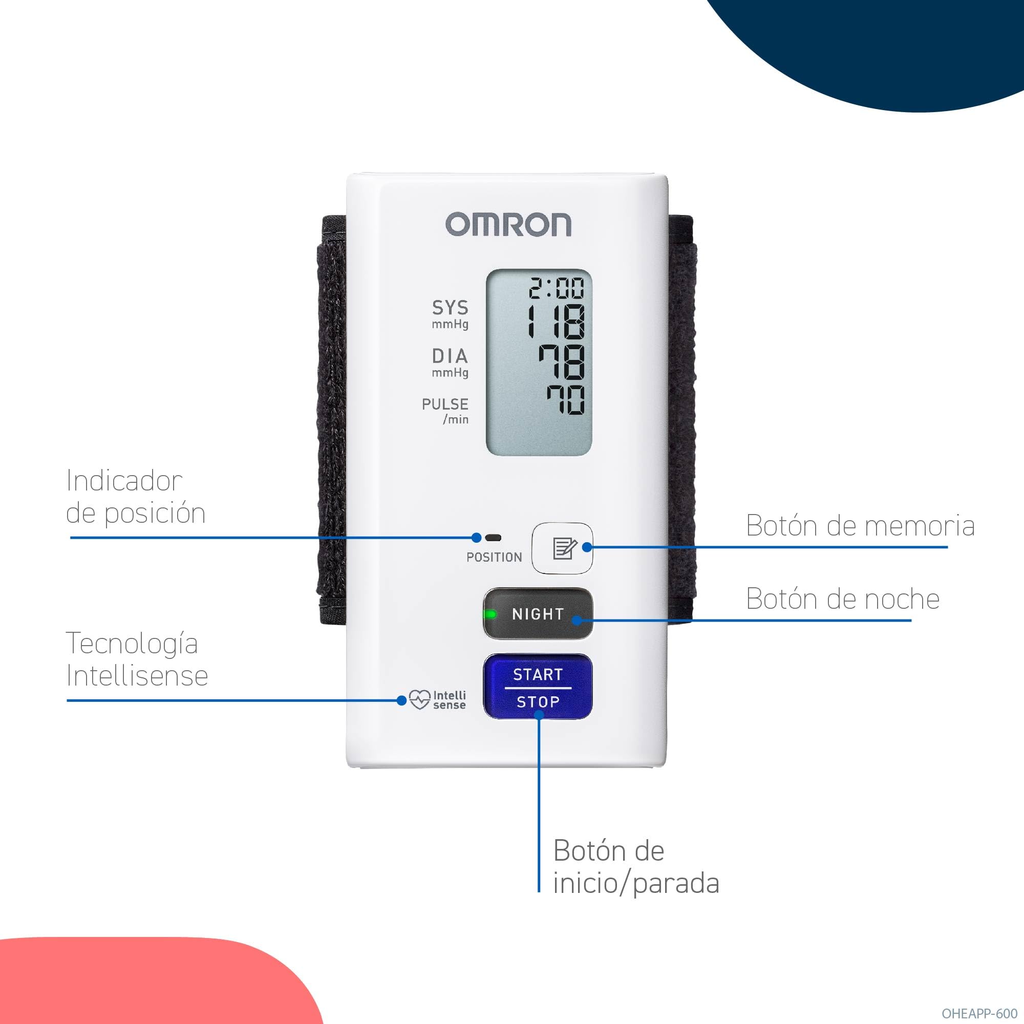 OMRON Nightview Tensiómetro de muñeca, aparato de tensión arterial clínicamente validado y silencioso para mediciones diurnas y nocturnas, medidor de tensión arterial con Bluetooth y app gratuita