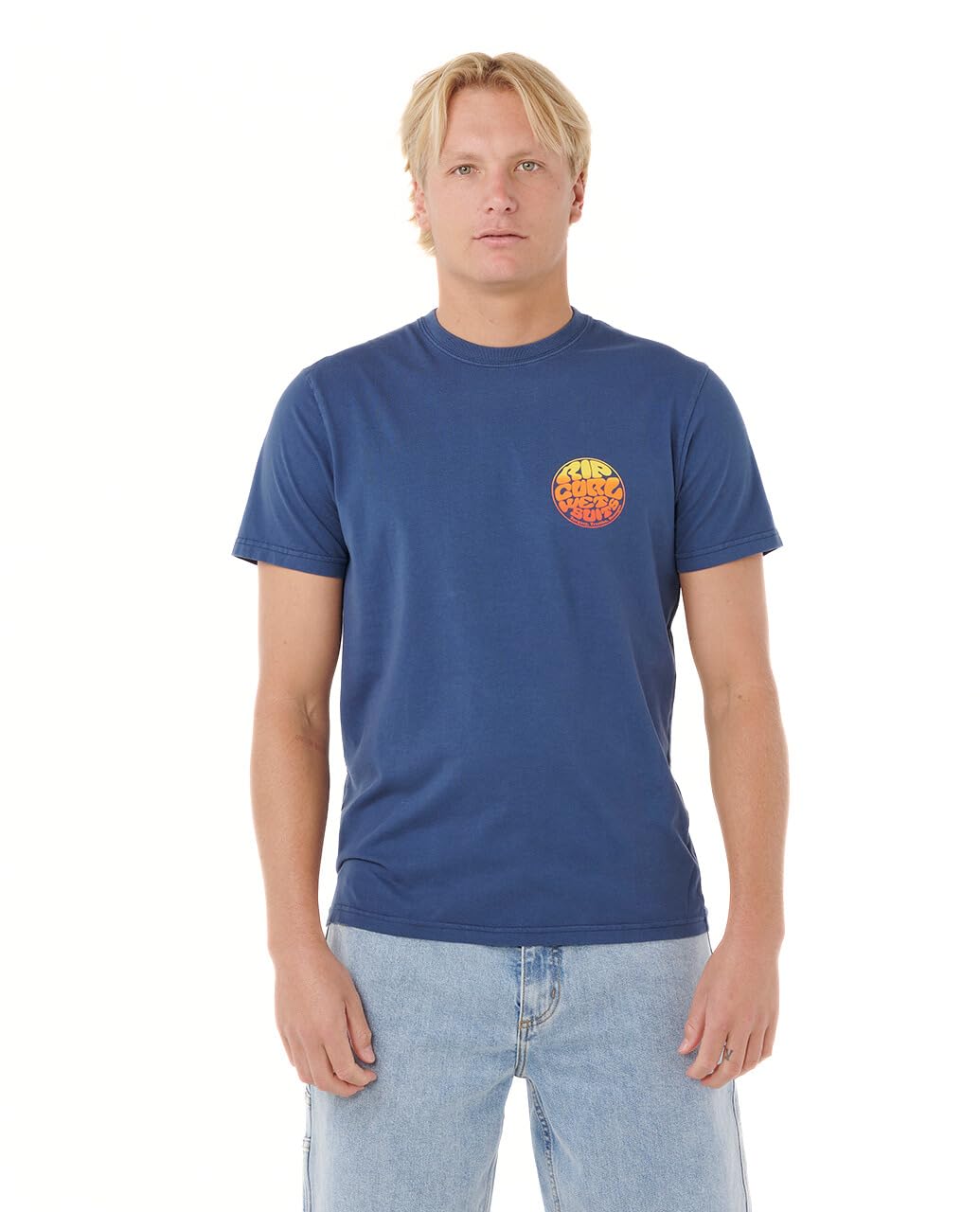 RIP CURL Men's Wettie Passage Icon Tee T Shirt Top Light Navy Size Medium