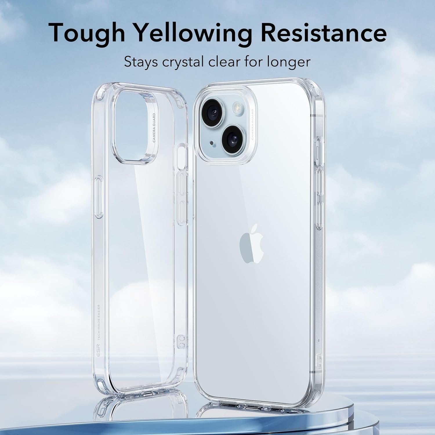 ESR Przezroczyste etui kompatybilne z iPhone 15, odporne na wstrząsy, cienkie etui, odporne na żółknięcie, cienkie, przezroczyste etui na telefon TPU, seria zero, przezroczyste