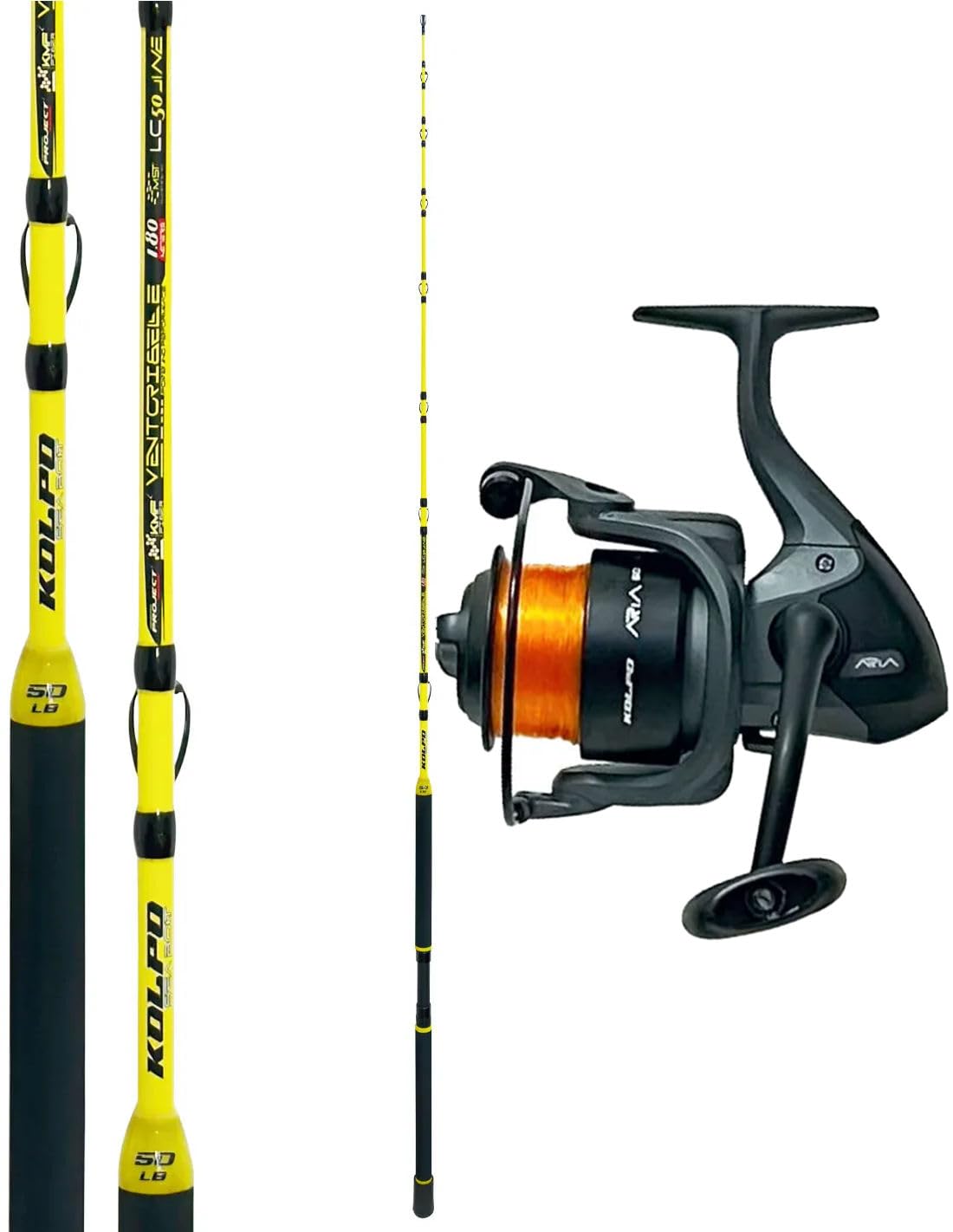Kolpo combo pesca dalla barca trainetta bolentino con canna azione 50lb + mulinello e filo