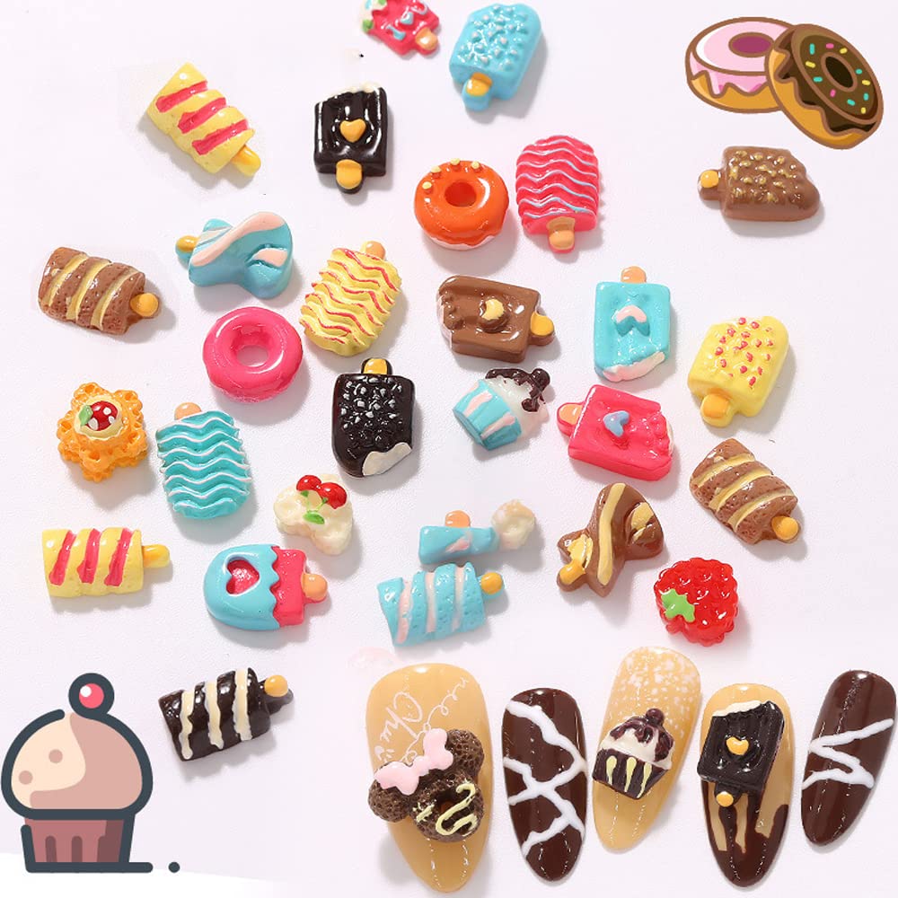 Amazon | 卓上棉品 ネイルパーツ 30個 ドーナツ アイスクリーム ケーキ