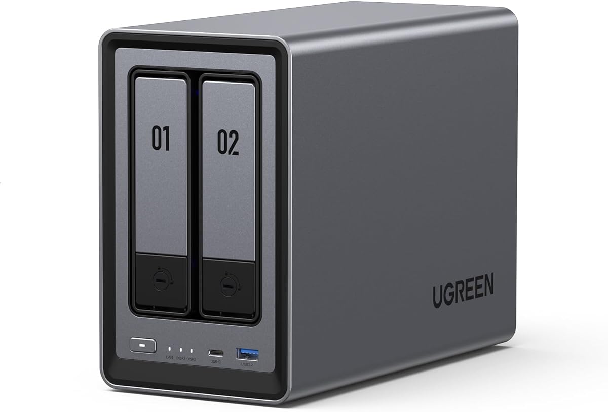 UGREEN NAS DXP2800 2-Bay Desktop All-Round NASync Ideal for Small Team, Enthusiasts, Intel N100 Quad-core CPU, 8GB DDR5 RAM, 2.5GbE, 2X M.2 NVMe Slots, 4K HDMI, Network Attached Storage (Diskless)