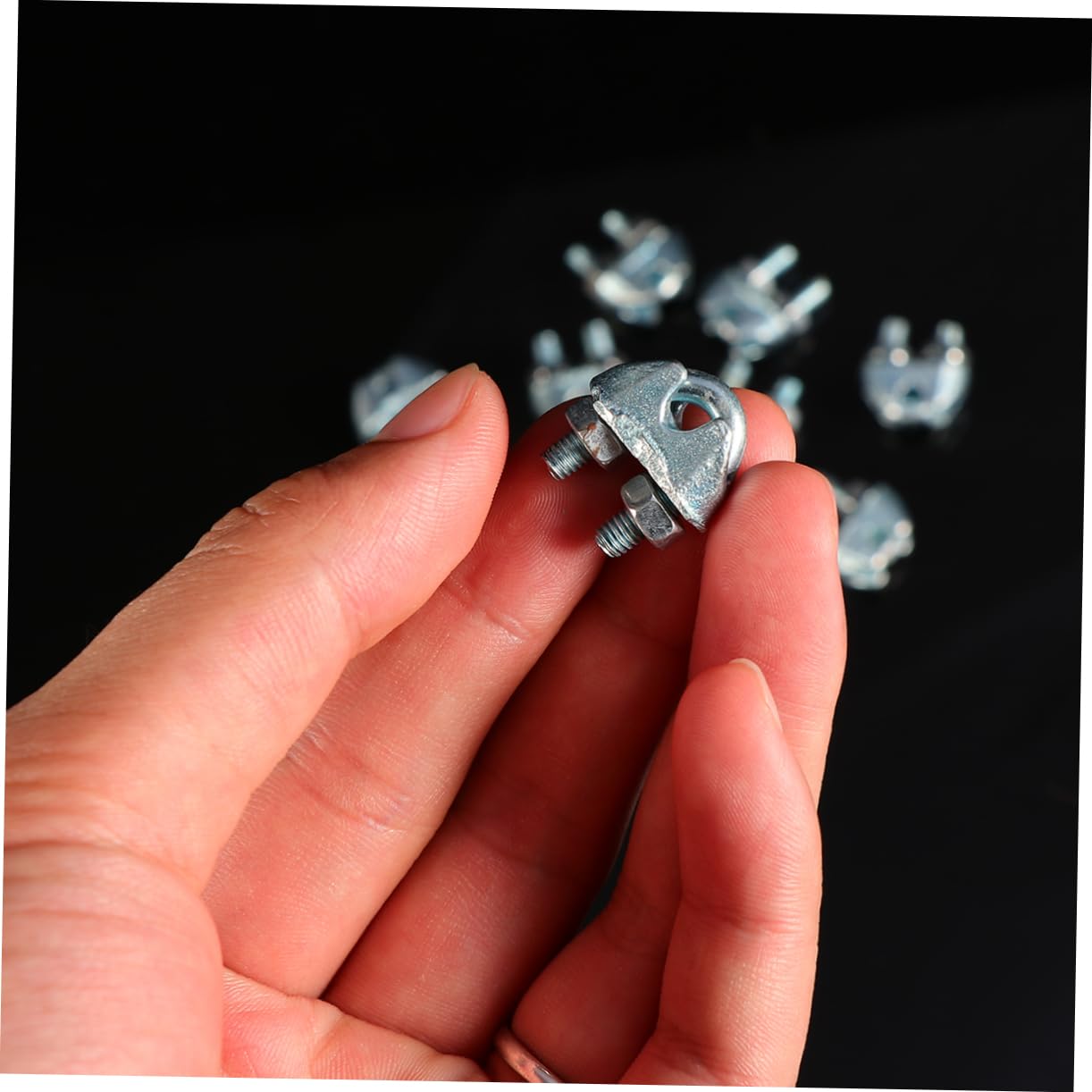 Ciieeo Zinc-Galvanized Malleable Clip Wire Rope Cable Clamp Pcs Cable Thimbles Rigging Wire Clamp