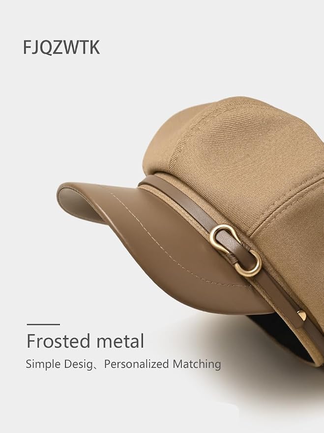 Gorra mujer estilo Newsboy en cuero PU caqui miniatura 3