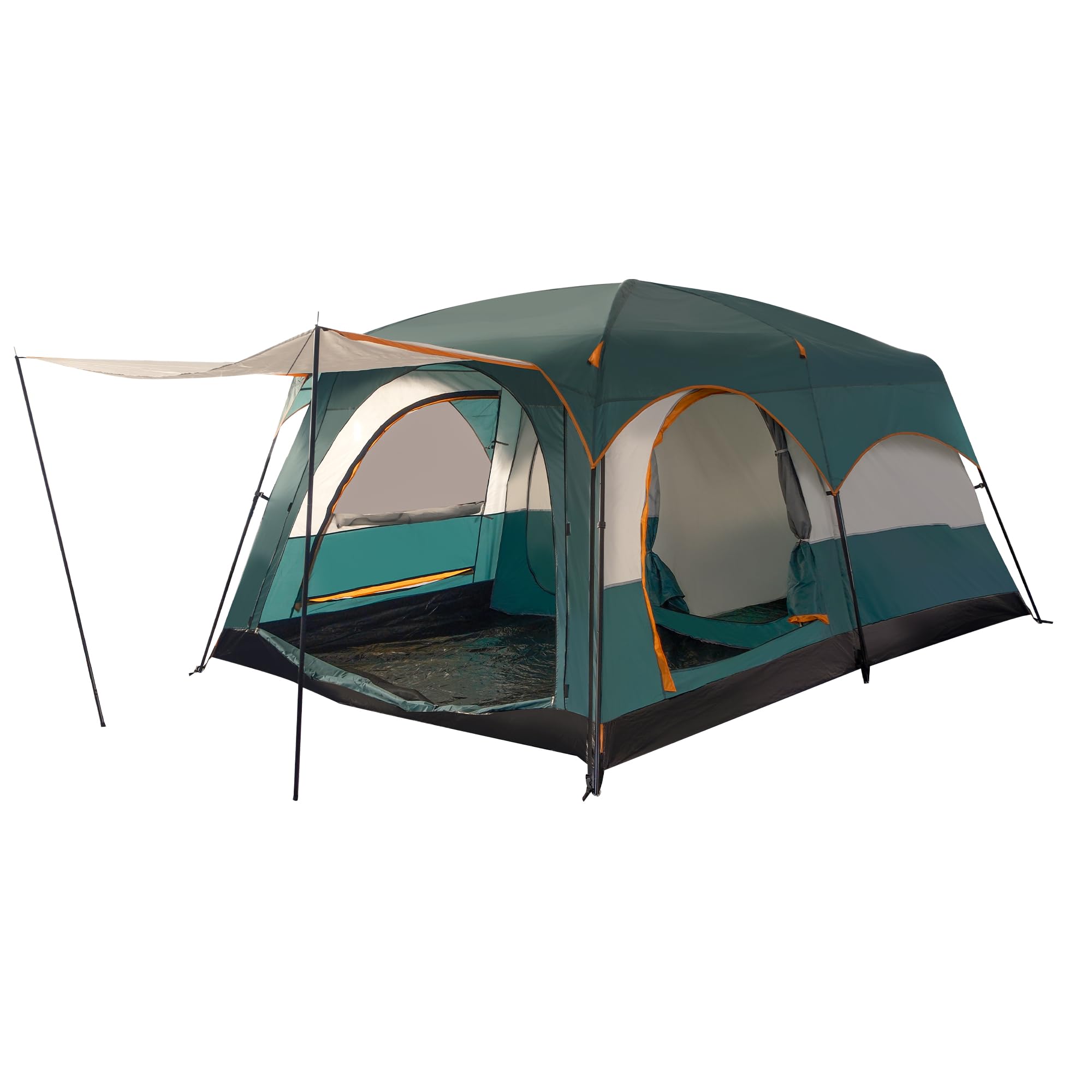 TENPLAY 8-10 Person Family Cabin Tent,170T Polyester,PU Coating waterproof2000mm,2Room 3Doors 3Mesh Windows,Double Layer,Large Tent for Outdoor,Picnic,Camping,Family Gathering.