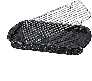 Granite Ware 3 piece multiuse set. Enameled steel bake, broiler pan, and grill with rack. Versatile for oven and direct fi...