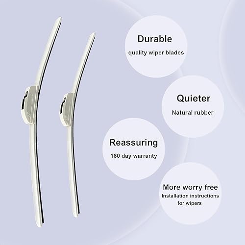 Miniatura 4 de EMITHSUN Juego de 2 limpiaparabrisas de calidad original de 21 pulgadas y 21 pulgadas, duradero, estable y silencioso, para todas las estaciones,