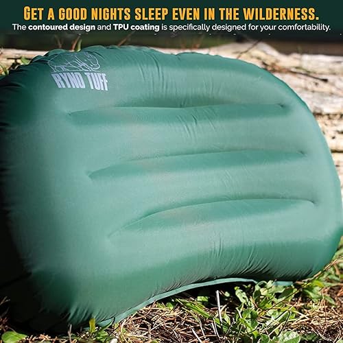 Miniatura 7 de Almohada inflable de nailon para acampar al aire libre para soporte lumbar del cuello, almohada inflable ligera aislada de viaje para acampar,