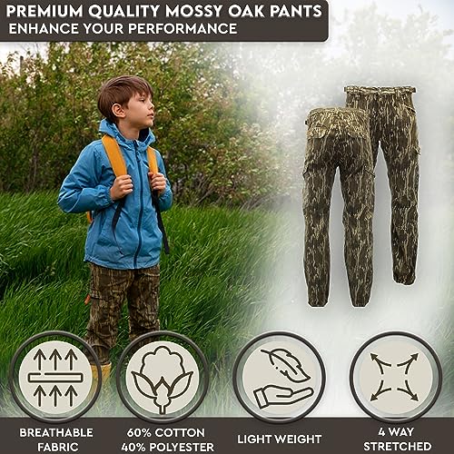 TrailCrest Youth Kids Camo Hunting Cargo Pants | 6 Pockets | Mossy Oak Break-Up Country™ (Improved Specs)3