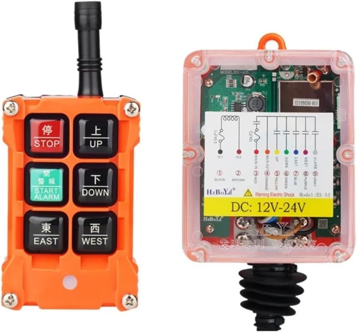 Hoist Crane Wireless Remote Control, 4 Button Key Single Speed DC 12V-24V Hoist Wireless Industrial Remote Control Ip67 Waterproof Overhead Crane Truck(12)