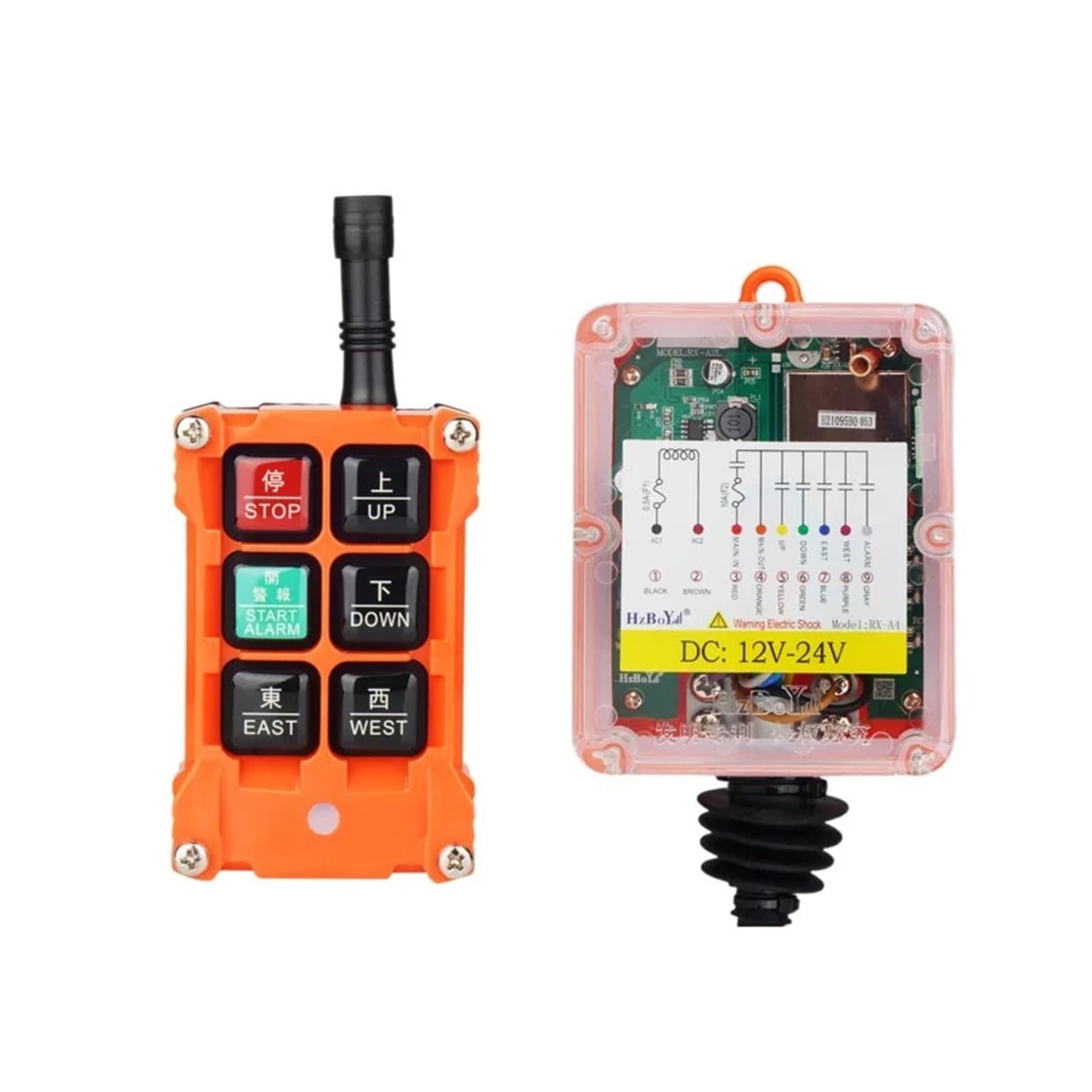 JVDDI 4 Button Key Single Speed DC 12V-24V Hoist Wireless Industrial Remote Control Ip67 Waterproof Overhead Crane Truck(DC12 2T1R)