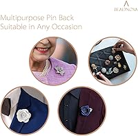 Vista 5 de BEADNOVA 100 pares de pines esmaltados para atar en blanco con pasadores de goma para solapa (negro plateado, 100 juegos)