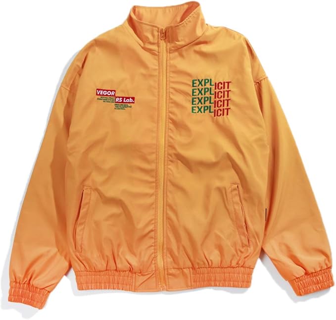 Amazon Masterseven ファッションブランド プリント 新式 メンズ スタンドカラー 薄手 アルファベット 刺繍 ジャケット 青年 スリム ジャンパー コート ジャケット 通販