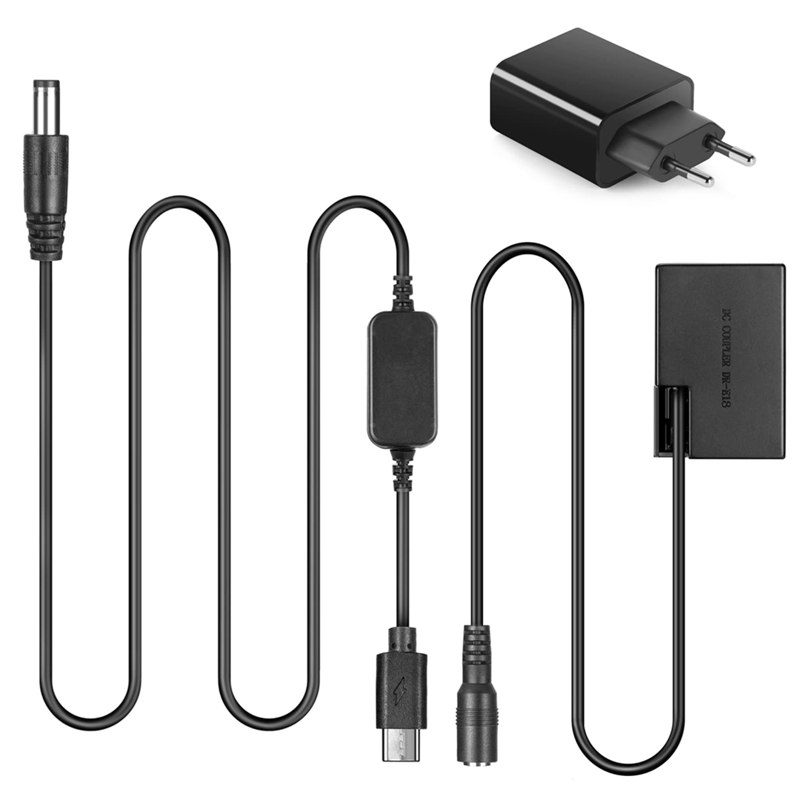 ACK-E18 Adaptateur Secteur USB-C DR-E18 Coupleur CC Kit de Chargeur PD Batterie de Remplacement LP-E17 pour Canon EOS Rebel T6i T6s T7i SL3 750D 760D 800D 77D Kiss X8i 8000D R8 R10 R50 R100
