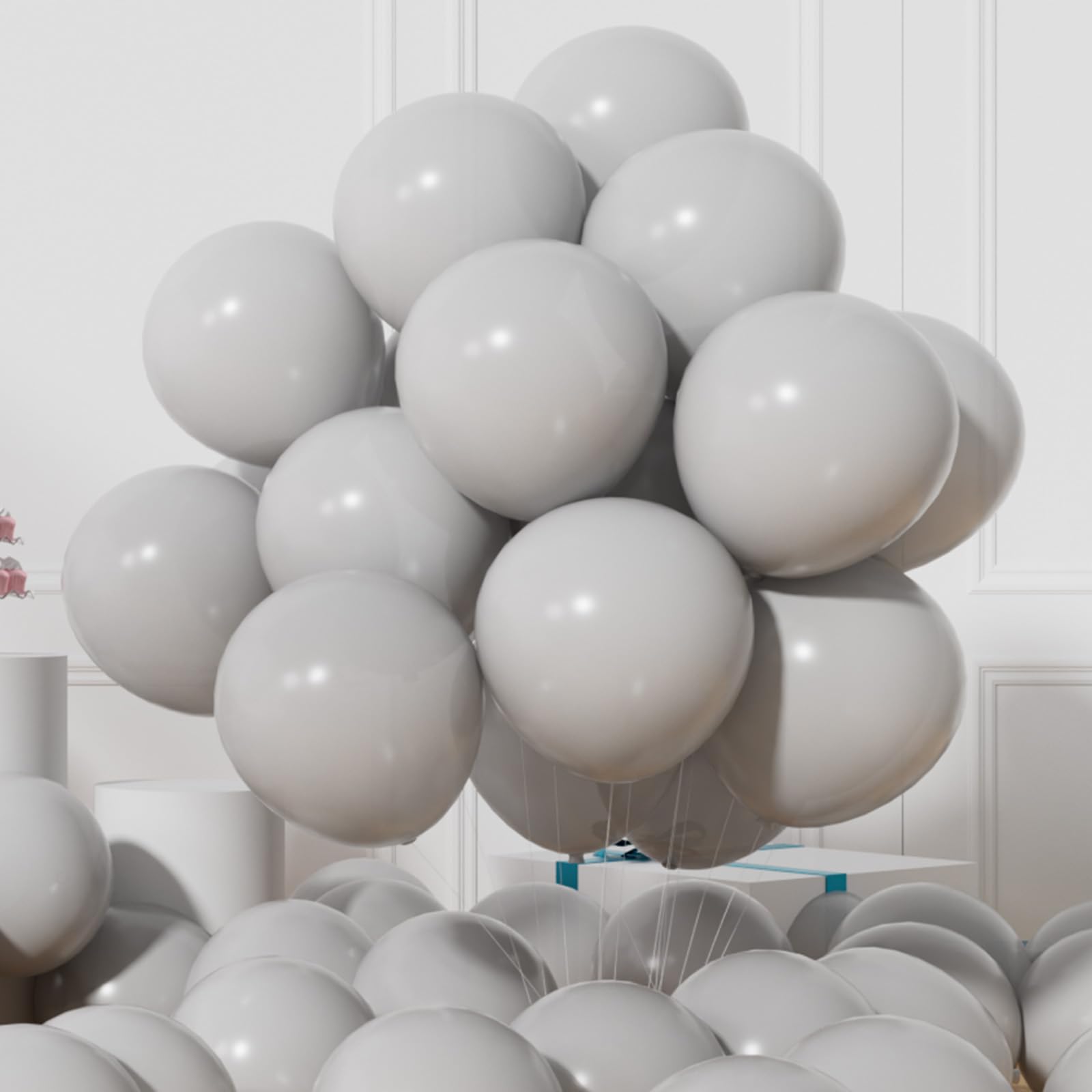 AULE Grey Latex Balloons: 12 inch 50 Pcs Grey Latex Balloons Helium for Birthday Wedding Graduation Gender Reveal Mordern Industrial Chic Decoration
