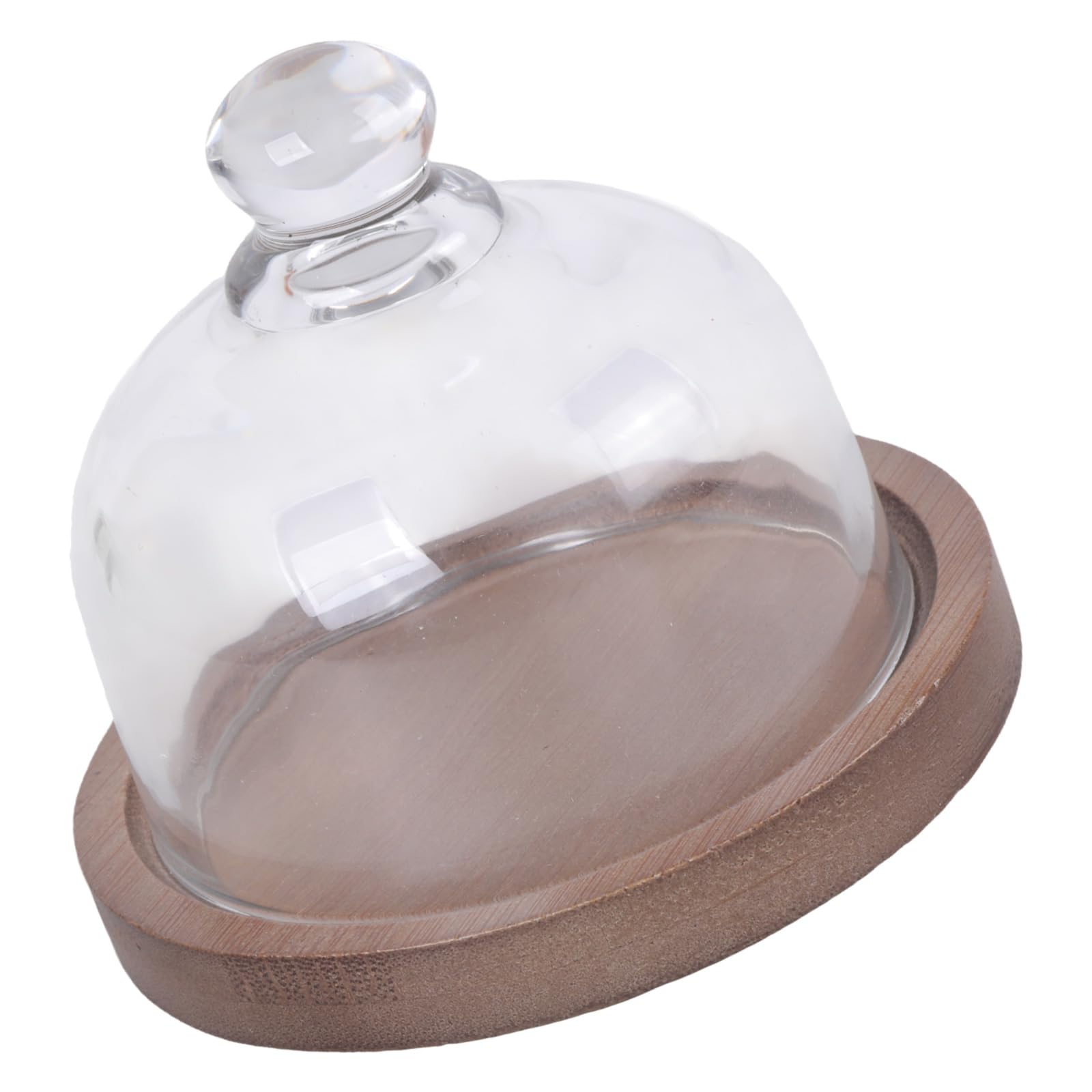HDOYTXXM Sturdy Wood Base Glass Covered Cake Tray for Secure Snacks Presentation Natural Texture Sturdy Wood Base Glass Covered Cake Tray