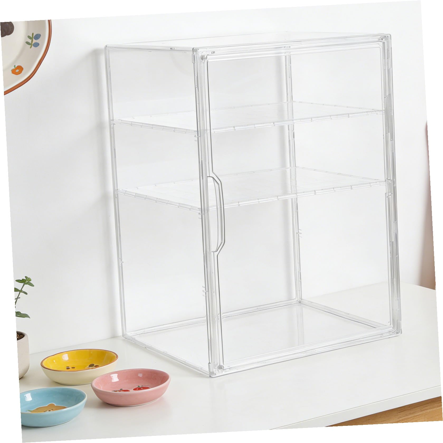 Babyflaschen und Magnetischer Tür Aufbewahrungsbox aus Acryl mit 3 Ebenen Verstellbaren Trennwänden zum Schutz vor Kratzern für Badezimmer und Kinderzimmer