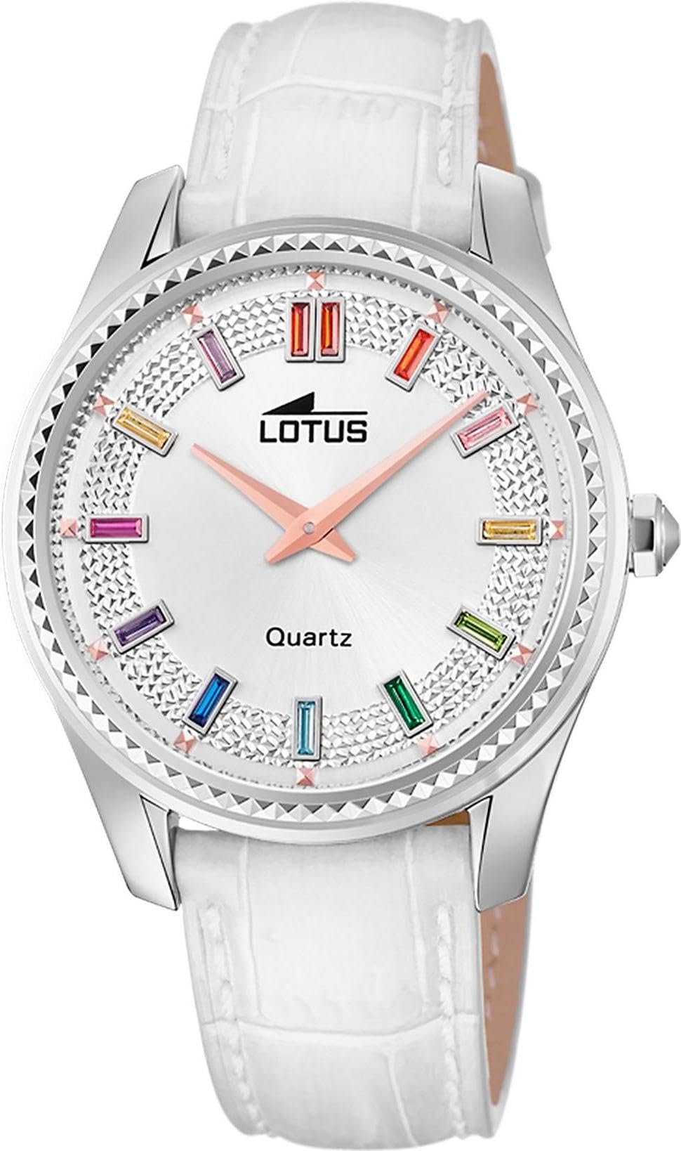 LOTUS Orologio Donna Analogico in Pelle Bianco | Movimento al Quarzo, Vetro Minerale ad Alta Resistenza, Impermeabile 5 ATM, y 18899/1, Trendy