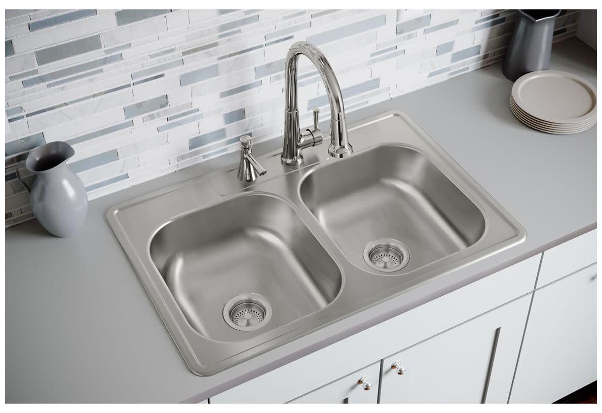Elkay DD23322 Dayton 33" Drop In Double Basin Stainless Steel Kitchen Sink - 3 Faucet Holes