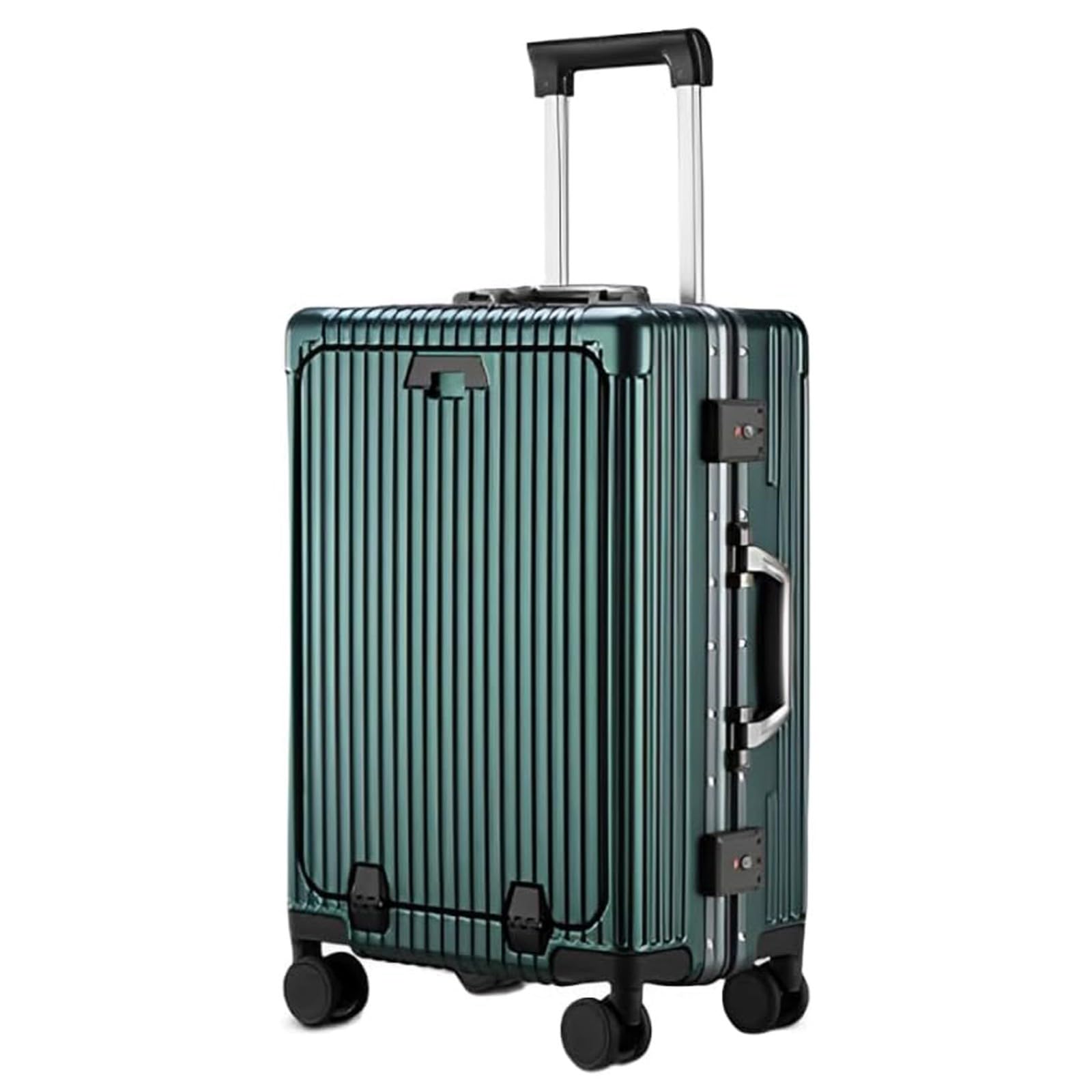Equipaje de Mano con Bolsillo Frontal de 20"/24", Marco de Aluminio Laterales Rígidos, Maleta con Ruedas Giratorias y Cerradura TSA, con Puerto de Carga USB y Portavasos A,20inch