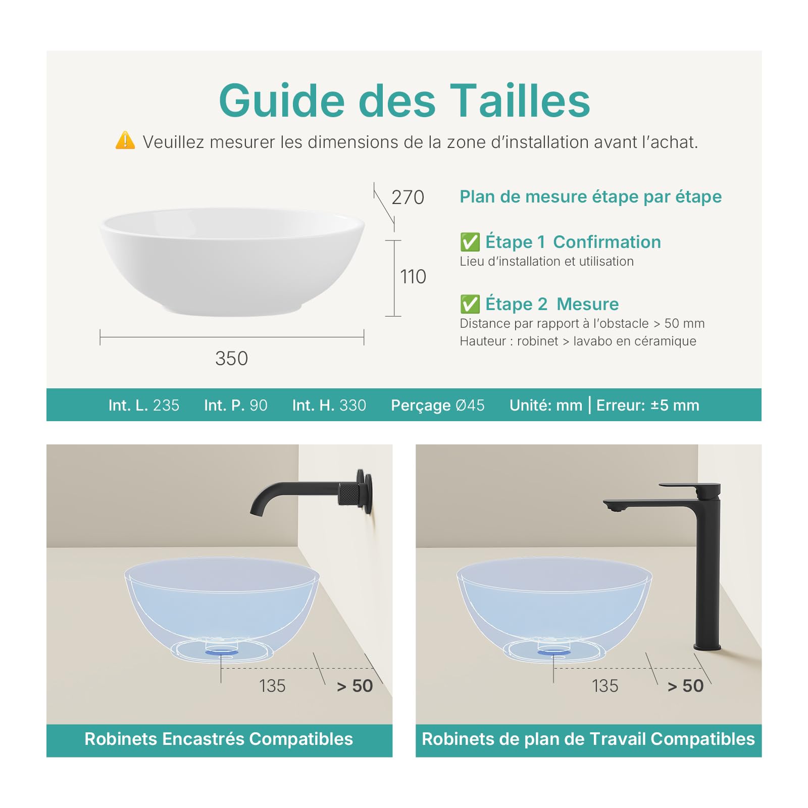 EMKE Lavabo da Appoggio Ovale 35×27×11cm, Vasca in Ceramica per Bagno e WC Ospiti, Mini Lavabo Piccola, Bianco