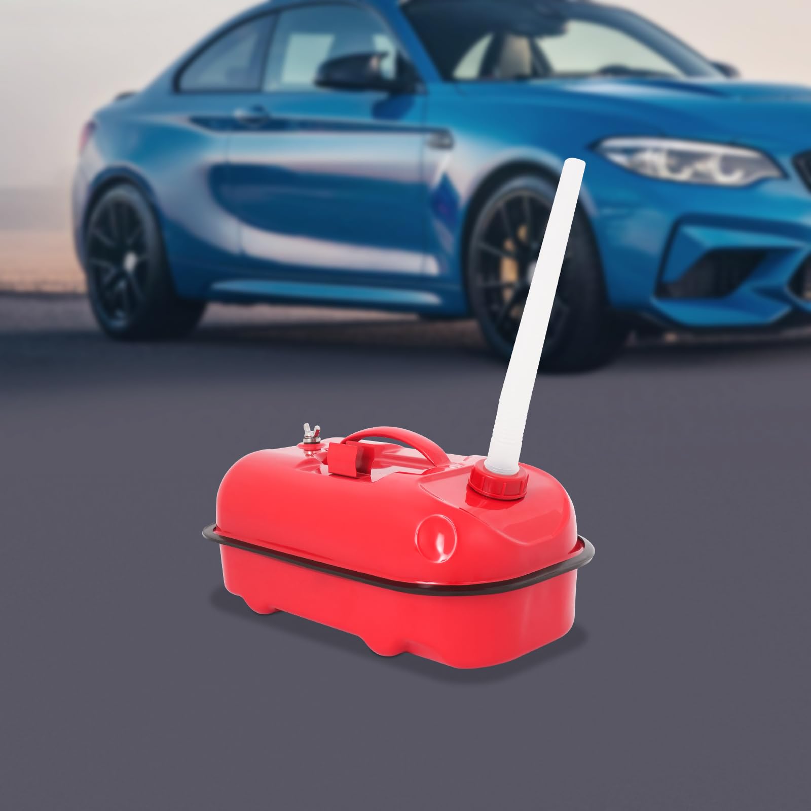 Bidón de gasolina rojo – Depósito de gasolina, robusto y denso bidón de combustible con asa de transporte y accesorio de depósito – Bidón universal para coche, moto, barco (20L/10L, 4.4/2.2 galones