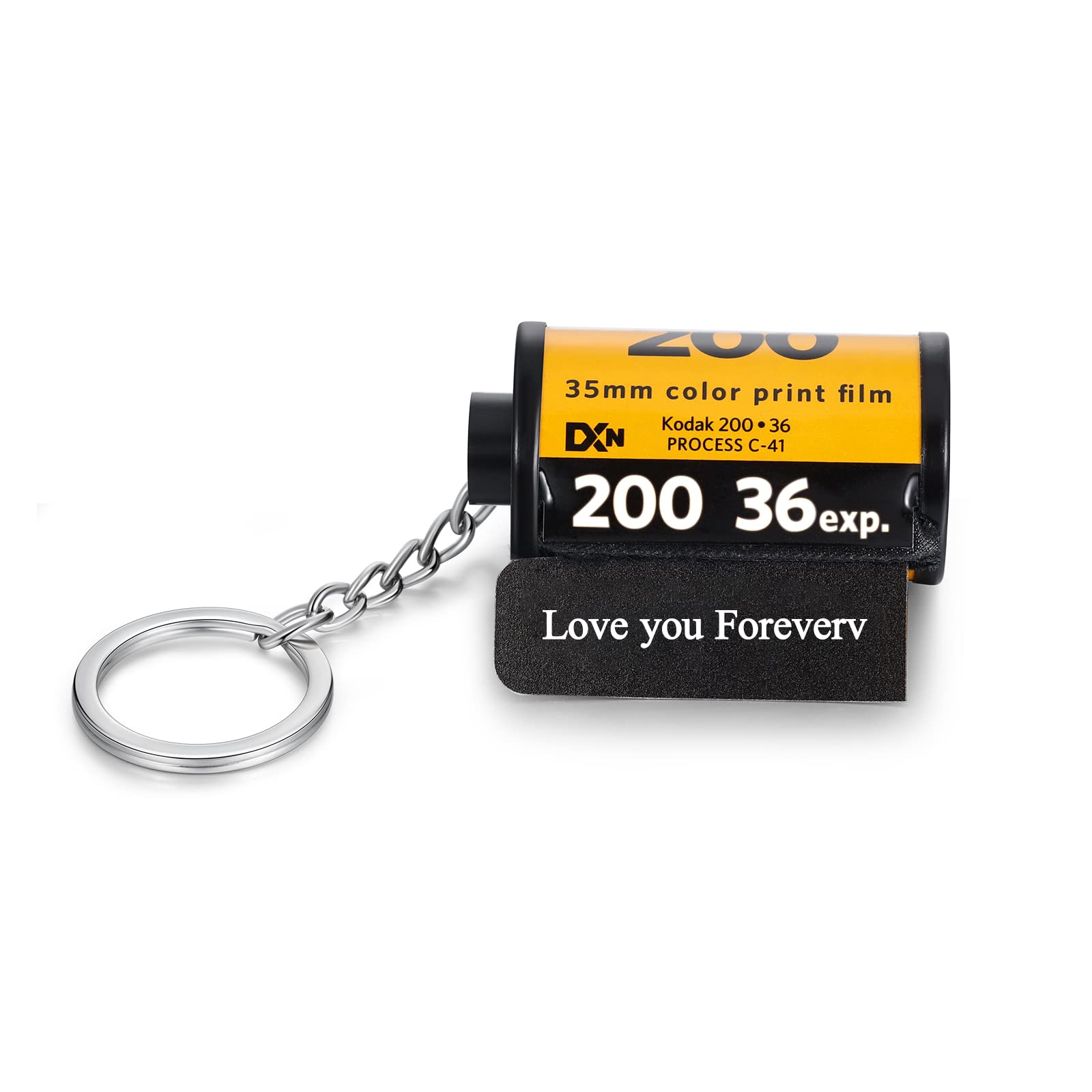 Jewelstruck Llavero personalizado con rollo de película fotográfica, llavero de cámara de fotos personalizado, regalos para novio, pareja, mejor amiga, 19 Fotos+calendario+texto, 47*25mm