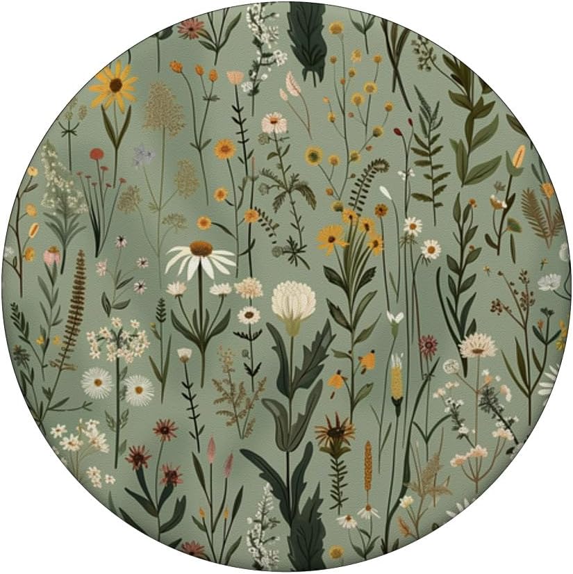 Sage Green Wildflower Boho Botanical PopSockets Adhesive PopGrip - Image 3