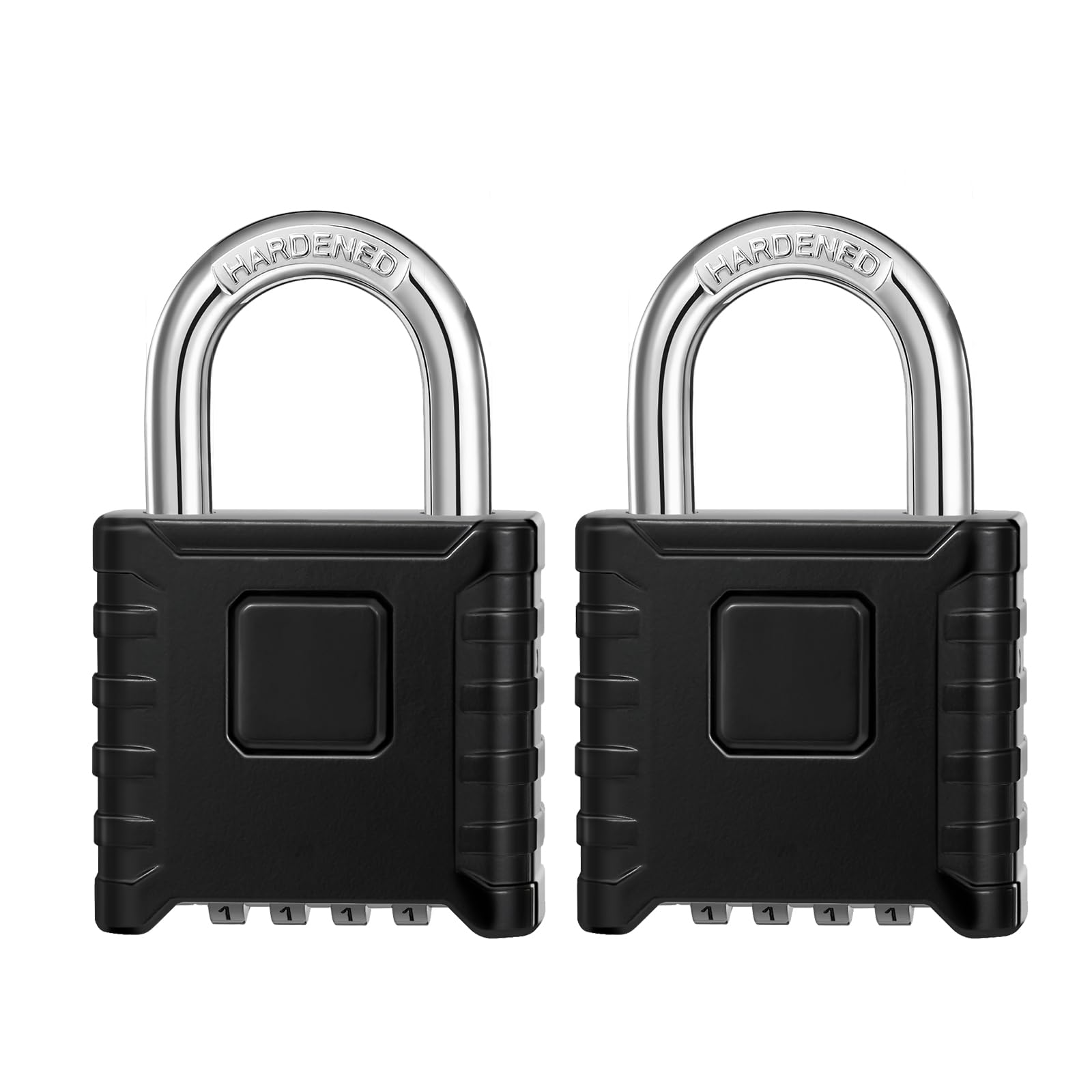 ZHEGE Heavy Duty Combination Padlock, Outdoor Code Padlock, Locker Lock with 4 Digit, Weatherproof Number Lock Padlock, Design of Hidden Password Suitable for Home, Garage, Gate, Garden (2p, Black)