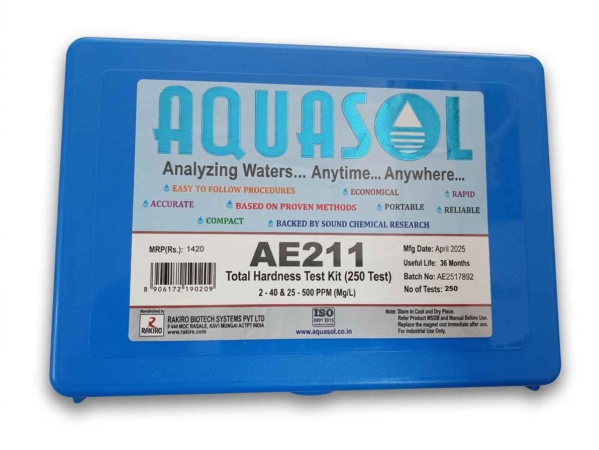 AQUASOL AE211 Total Hardness Test Kit (2-40 & 25-500PPM) | Titration-Based Water Hardness Testing for Calcium & Magnesium | Portable Kit for RO, Industrial & Water Treatment Use-image-43
